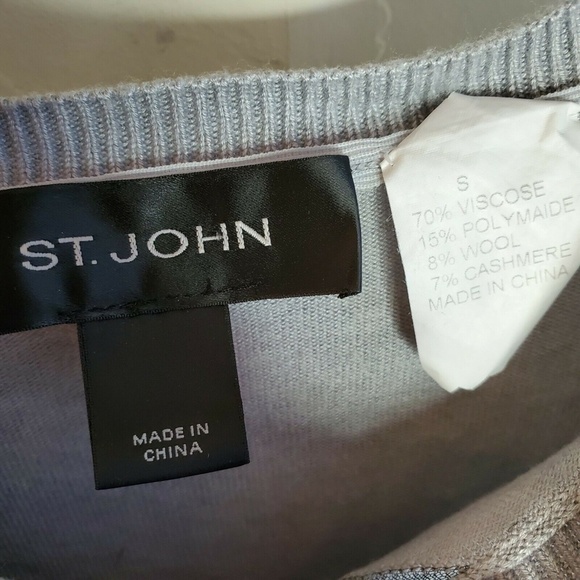St. John Gray Sweater Crew-neck Long Sleeve Pull - Picture 6 of 8